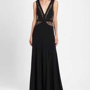 BCBGMAXAZRIA Sophee black lace trimmed gown size 2